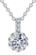 wholesale 14K White Gold Plated Sterling Silver Moissanite 1 2ct Lotus Necklace for Women-0-0