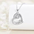 wholesale 925 Sterling Silver Heart-Shaped Dog Lover's Pendant Necklace with Crystal and Engraved Message I Love You Forever - Perfect Gift for Pet Owners (French Bulldog)-0-2