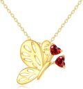 wholesale 14K Gold Red Crystal Butterfly Pendant Necklace for Women-0-0