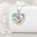 wholesale 925 Sterling Silver Abalone Shell Flamingo Heart Pendant Necklace-0-4