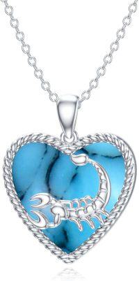 wholesale 925 Sterling Silver Heart-Shaped Scorpion Pendant with Natural Turquoise Stone - Scorpio Zodiac Jewelry for Women-Scorpio (10.23-11.21)