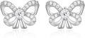 wholesale 925 Sterling Silver Butterfly Shape Cubic Zirconia Stud Earrings for Women Ribbon Style Jewelry-0-0