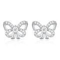 wholesale 925 Sterling Silver Butterfly Bow Cubic Zirconia Stud Earrings For Women-0-0