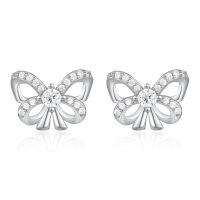 wholesale 925 Sterling Silver Butterfly Stud Earrings-Silver