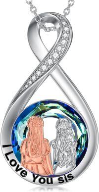 wholesale TOUPOP Gifts For Sister Sterling Silver Sister Necklace With Blue Crystal Birthday Christmas Jewelry Gifts For Women Daughter Friends -undefined