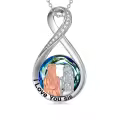 TOUPOP Sterling Silver Blue Crystal Sister Necklace Gifts For Women-0-0