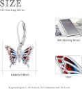 wholesale 925 Sterling Silver Red & Blue Enamel Butterfly Drop Earrings for Women-0-3