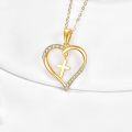 wholesale 14K Gold Heart with Cross Charm Pendant Necklaces for Girls and Women's Gift Set of Two Pieces-0-3