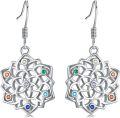 wholesale 925 Sterling Silver Multicolor Gemstone Flower Drop Earrings-0-0