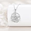 wholesale 925 Sterling Silver Pentagram Star Flower Pendant Necklaces for Women Gothic Witchcraft-0-1