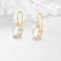 wholesale 14K Solid Gold White Pearl and Cubic Zirconia Dangle Drop Earrings for Women-0-1