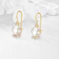 wholesale 14K Solid Gold White Pearl and Cubic Zirconia Dangle Drop Earrings for Women-0-1
