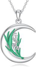 wholesale  Sterling Silver Moon Pendant Birth Flower Necklace for Women -0-15