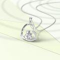 wholesale 925 Sterling Silver I Love You Forever Cats in Heart with Cubic Zirconias and CZs Pendant Necklace for Women-0-2