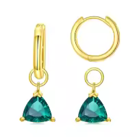 wholesale 925 Sterling Silver Cubic Zirconia Huggie Hoop Earrings with Dangle Charms for Sensitive Ears-Triangle 2