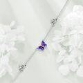 wholesale 925 Sterling Silver Adjustable Lotus Flower & Purple Blue Butterfly Anklet for Women Girls -0-2