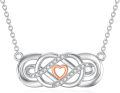 wholesale 14K White Gold Heart-Shaped Pendant with Diamonds and 14K Rose Gold Accents Necklace for Women-0-0