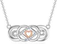 wholesale 14K White Gold Heart-Shaped Pendant with Diamonds and 14K Rose Gold Accents Necklace for Women-Infinty-E