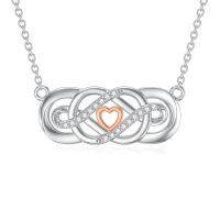 wholesale 14k Two Tone Heart Pendant Necklace With Lab Diamond Accents-Infinty-E