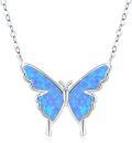 wholesale 925 Sterling Silver Blue Fire Opal Butterfly Pendant Necklace Minimalist Charm s for Her-0-0