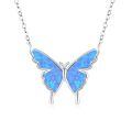 wholesale 925 Sterling Silver Blue Opal Butterfly Pendant Necklace For Women-0-0