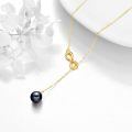wholesale 14k Gold Infinity Black Pearl Lariat Drop Necklace For Women-0-2