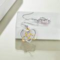 wholesale 925 Sterling Silver Celtic Knot Heart Dangle Earrings Gold and White Tone Irish Love Drop  for Women Girls 2 Pairs Set-0-4