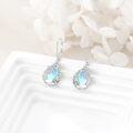 wholesale 925 Sterling Silver Blue Mother of Pearl Drop Earrings with Floral Design-0-2
