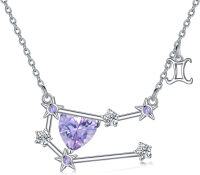 wholesale 925 Sterling Silver Lavender Crystal Gemini Zodiac Sign Pendant Necklace for Women and Girls-06_Gemini(5.21-6.21)_Alexandrite