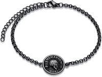 wholesale 925 Sterling Silver Gothic Skull Memento Mori Bracelet for Men-Black