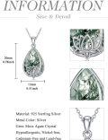 wholesale 925 Sterling Silver Lotus Flower Green Moss Agate Teardrop Cremation Keepsake Pendant Necklace with Funnel and Fill Tool Set-0-4