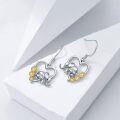 wholesale 925 Sterling Silver Heart-Shaped Elephant Drop Earrings with Cubic Zirconia Gifts for Women-0-3