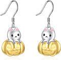 wholesale 925 Sterling Silver Halloween Ghost Cat Pumpkin Dangle Earrings for Women Girls Gifts-0-0