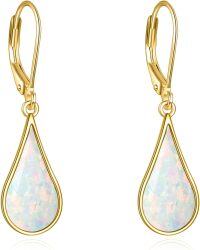 wholesale 925 Sterling Silver White Opal Tear Drop Leverback Earrings for Women-C-White Opal