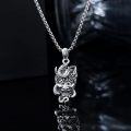 wholesale 925 Sterling Silver Protection Pendant with Demon Mask and Snake Charm on 3mm Box Chain - For Men & Women-0-1