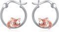 wholesale 925 Sterling Silver Cat Charm Hoop Earrings - Adorable Gift for Her-0-0