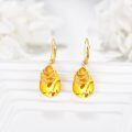 wholesale 925 Sterling Silver Gold Plated Honey Amber Crescent Drop Earrings For Women-0-2