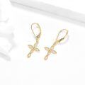 wholesale 14K Gold Yellow Gold Cross Hummingbird Lotus Sunflower Dangle Earrings-0-5