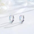 wholesale 925 Sterling Silver Opal Stone Hoop Earrings 14mm Minimalist s for Women Men-0-5