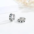 wholesale 925 Sterling Silver Black & White Cubic Zirconia Huggie Hoop Earrings for Men and Women-0-1