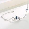 wholesale 925 Sterling Silver Blue Crystal Heart Infinity Charm Bracelet for Women-0-1