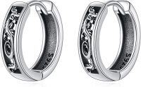 wholesale 925 Sterling Silver Dragon Design Black Norse Gothic Rune Huggie Hoop Earrings for Men & Women-Dargon hoop earrings