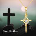 wholesale 14K Gold Heart Shaped Diamond Cross Pendant Necklace for Women Girls Gifts Fine Jewelry Chain Length: Adjustable from 36-48cm (14-17)-0-4