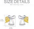 wholesale 925 Sterling Silver Gold Plated Heart-Shaped Crystal Guardian Angel Stud Earrings for Women's Gifts-0-3