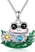 wholesale Sterling Silver April Birthstone Axolotl Heart Necklace for Women-0-0