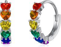 wholesale 925 Sterling Silver Rainbow Heart-Shaped Gemstone Huggie Hoop Earrings for Women-Rainbow Style 3