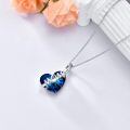 wholesale 925 Sterling Silver Mom Blue Crystal Heart I Love You Pendant Necklace-0-3