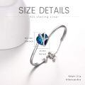wholesale 925 Sterling Silver Blue Heart Bracelet With Chain Clasp And Crystal Accents-0-3
