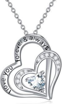 wholesale Sterling Silver CZ Heart Birthstone Necklace for Women Anniversary Gift-4-April