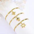 wholesale Gold Plated 925 Sterling Silver Evil Eye Hamsa Hand Charm Figaro Chain Adjustable Bracelet for Women-0-3